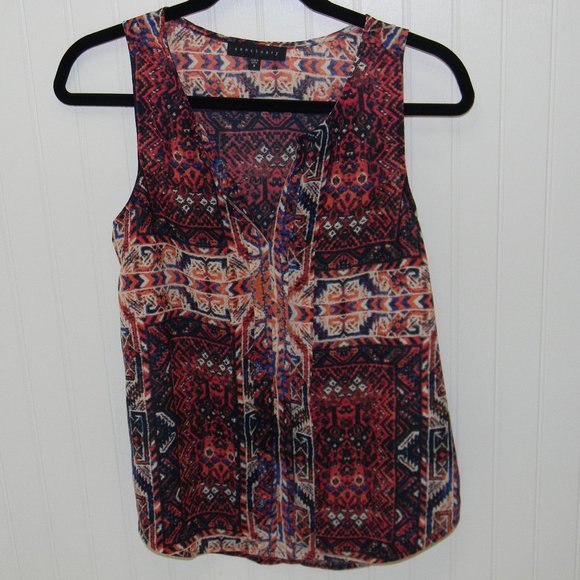 Sanctuary Tops - Sanctuary Aztec Multicolored V Neck Blouse Small